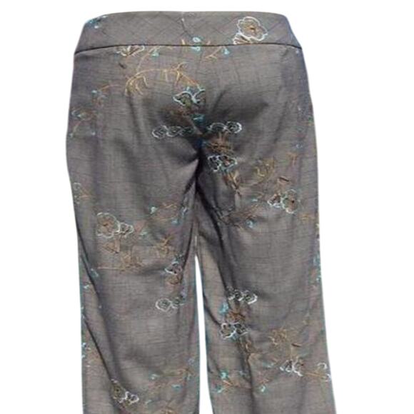 Cache Gray Blue Multi Stretch Work Crop Dress Pant New Embroidery $118 NWT - Picture 6 of 8